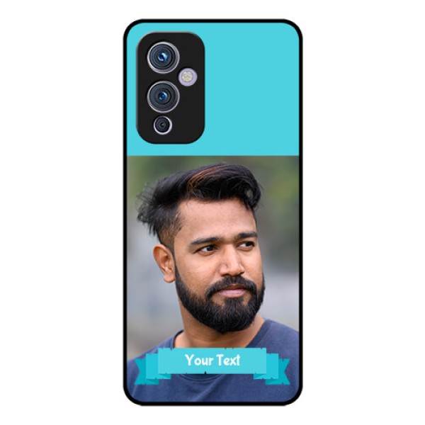 Oneplus 9 5G Personalized Glass Phone Case - Simple Blue Color Design Oneplus 9 5G Personalized Glass Phone Case - Simple Blue Color Design