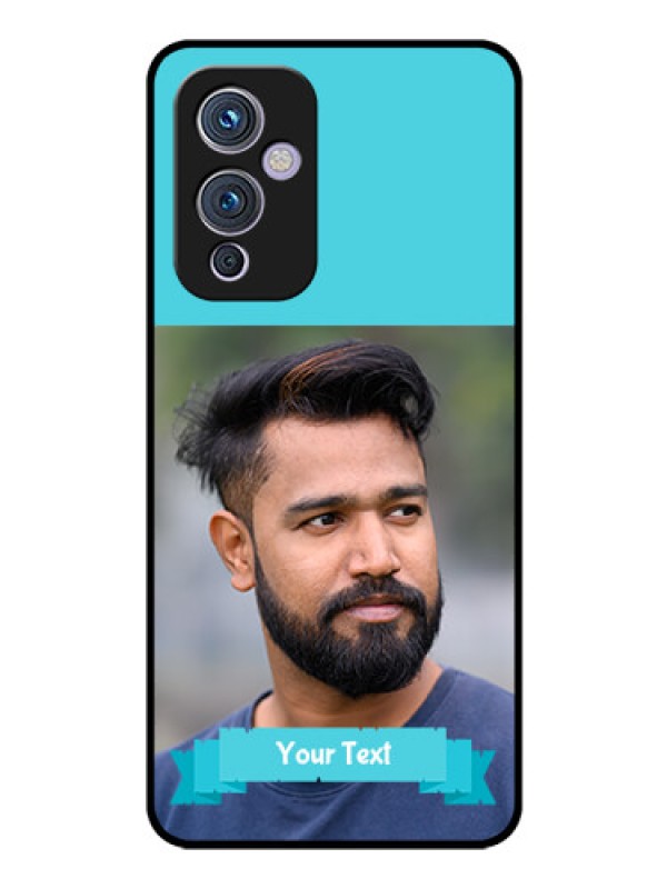 Custom Oneplus 9 5G Personalized Glass Phone Case - Simple Blue Color Design