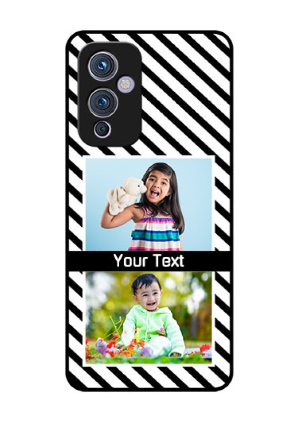 Oneplus 9 5G Photo Printing on Glass Case - Black And White Stripes Design