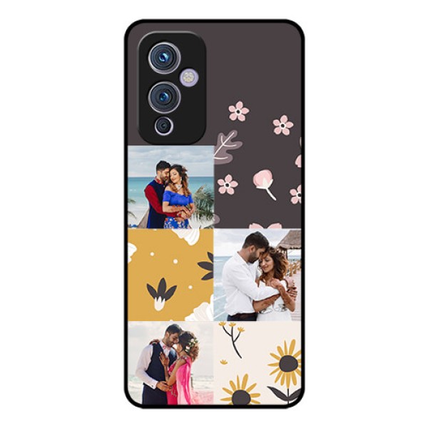 Oneplus 9 5G Photo Printing on Glass Case - 3 Images with Floral Design Oneplus 9 5G Photo Printing on Glass Case - 3 Images with Floral Design