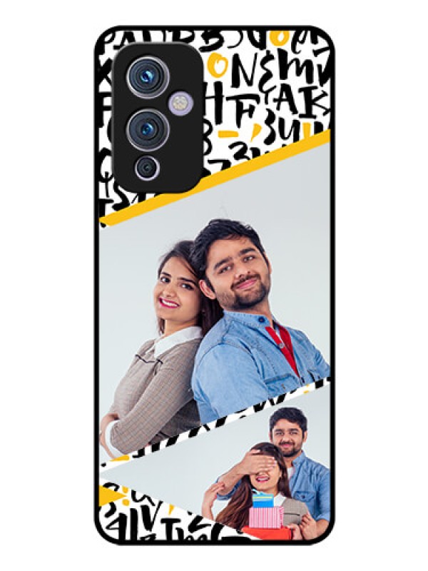 Custom Oneplus 9 5G Custom Glass Mobile Case - Letters Pattern Design