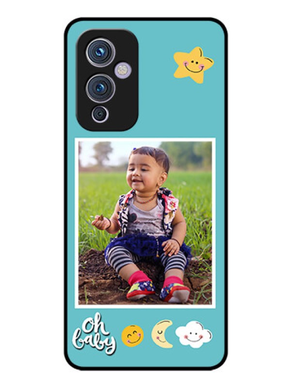 Custom Oneplus 9 5G Personalized Glass Phone Case - Smiley Kids Stars Design