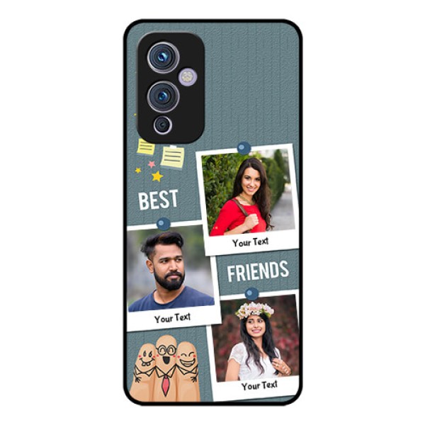 Oneplus 9 5G Personalized Glass Phone Case - Sticky Frames and Friendship Design Oneplus 9 5G Personalized Glass Phone Case - Sticky Frames and Friendship Design