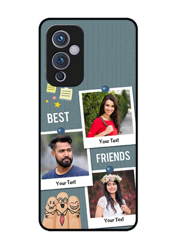 Oneplus 9 5G Personalized Glass Phone Case - Sticky Frames and Friendship Design