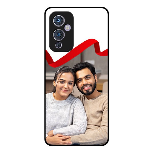 Oneplus 9 5G Photo Printing on Glass Case - Red Ribbon Frame Design