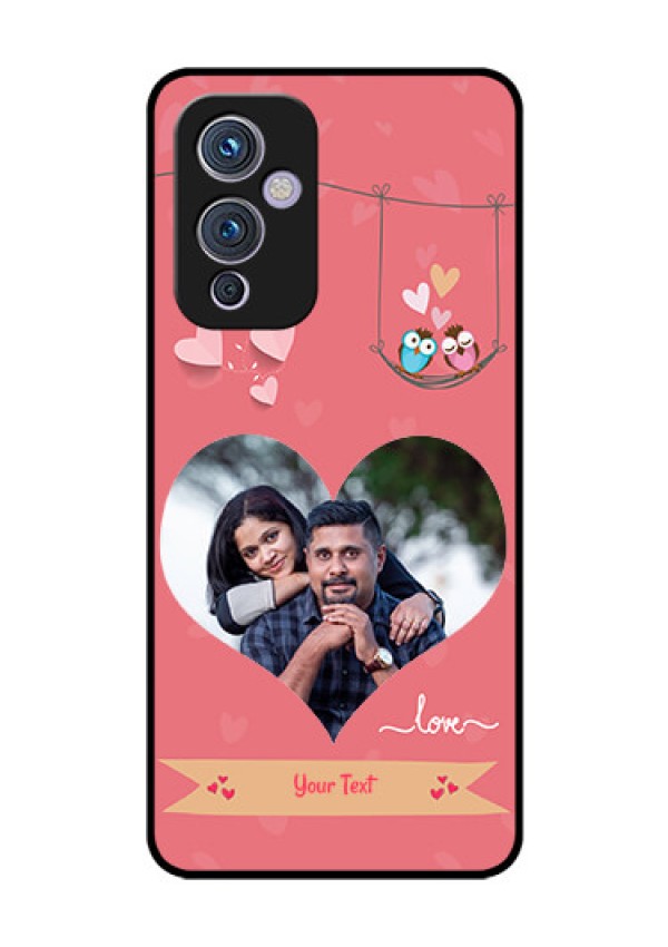 Oneplus 9 5G Personalized Glass Phone Case - Peach Color Love Design 
