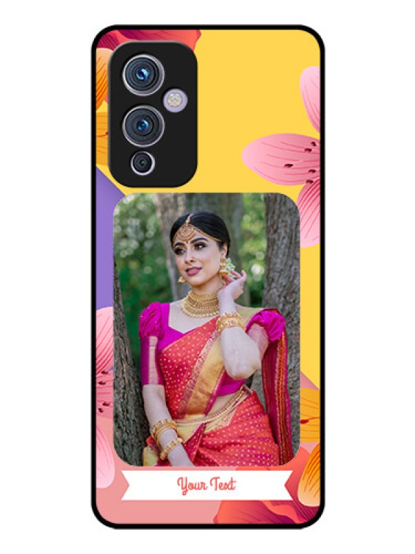 Custom Oneplus 9 5G Custom Glass Mobile Case - 3 Image With Vintage Floral Design