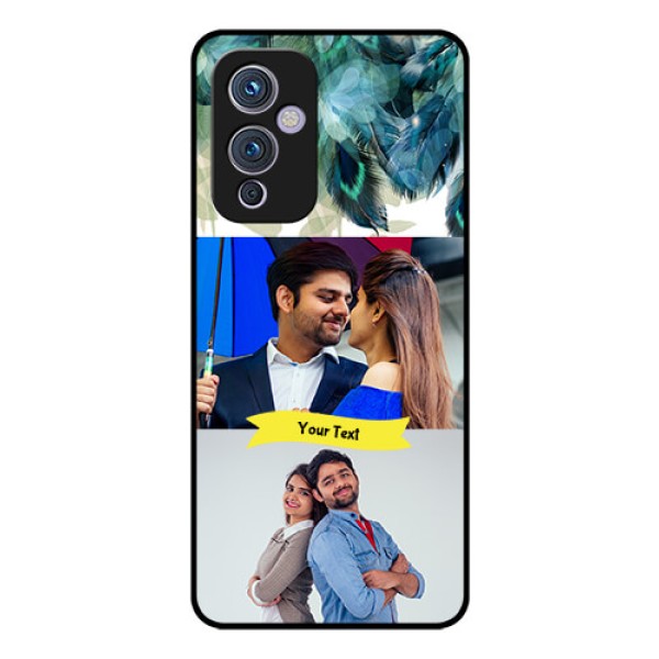Oneplus 9 5G Personalized Glass Phone Case - Image with Boho Peacock Feather Design