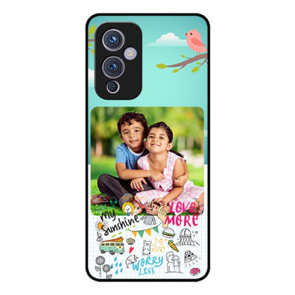 Oneplus 9 5G Photo Printing on Glass Case - Doodle love Design