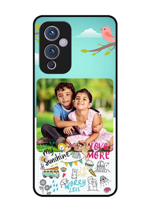 Oneplus 9 5G Photo Printing on Glass Case - Doodle love Design