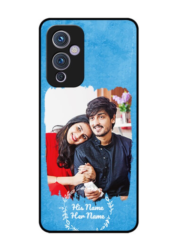 OnePlus 9 5G Custom Glass Phone Case - Blue Color Vintage Design