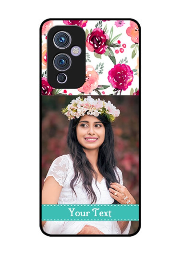 Oneplus 9 5G Custom Glass Phone Case - Watercolor Floral Design