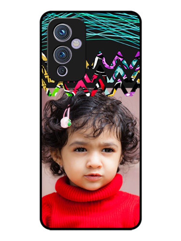 Custom Oneplus 9 5G Personalized Glass Phone Case - Neon Abstract Design