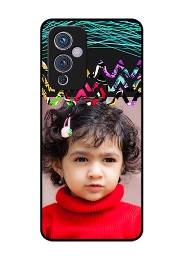 Oneplus 9 5G Personalized Glass Phone Case - Neon Abstract Design