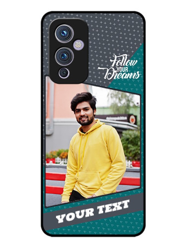 Custom Oneplus 9 5G Personalized Glass Phone Case - Background Pattern Design with Quote