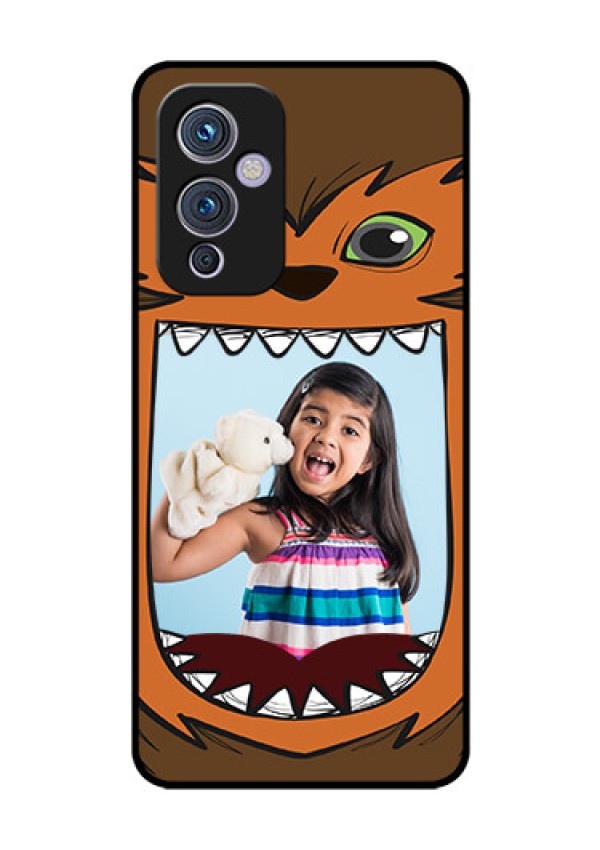 Oneplus 9 5G Photo Printing on Glass Case - Owl Monster Back Case Design