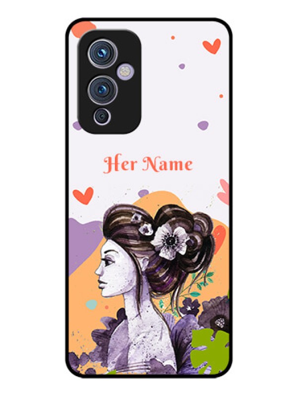 Custom OnePlus 9 5G Personalized Glass Phone Case - Woman And Nature Design