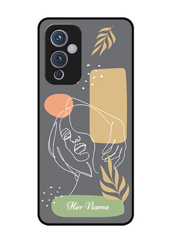 OnePlus 9 5G Custom Glass Phone Case - Gazing Woman line art Design