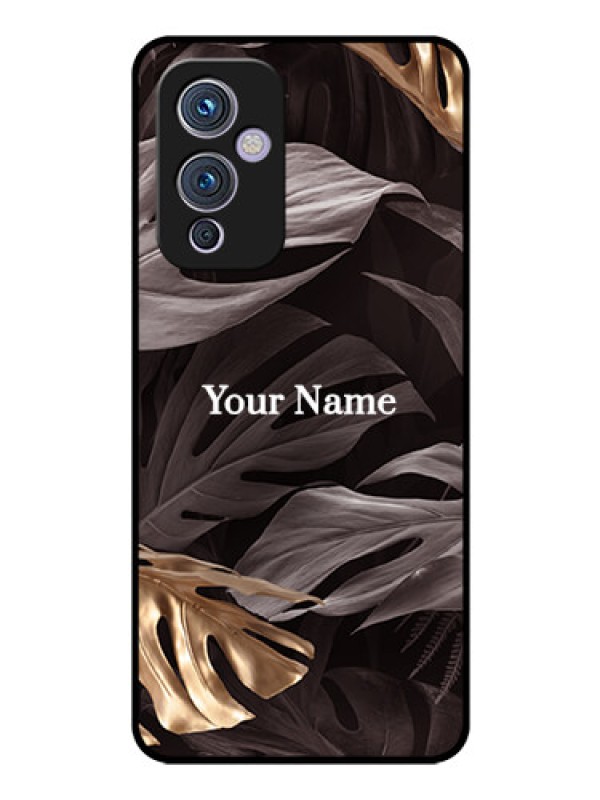 Custom OnePlus 9 5G Personalised Glass Phone Case - Wild Leaves digital paint Design
