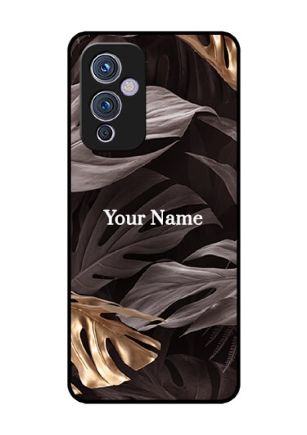 OnePlus 9 5G Personalised Glass Phone Case - Wild Leaves digital paint Design
