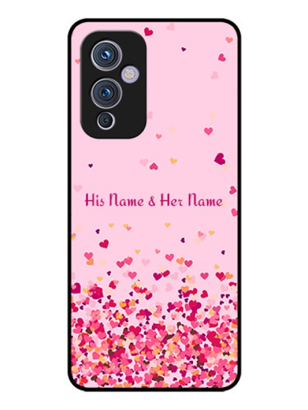 Custom OnePlus 9 5G Photo Printing on Glass Case - Floating Hearts Design