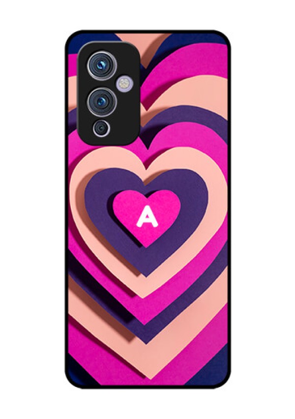 OnePlus 9 5G Custom Glass Mobile Case - Cute Heart Pattern Design