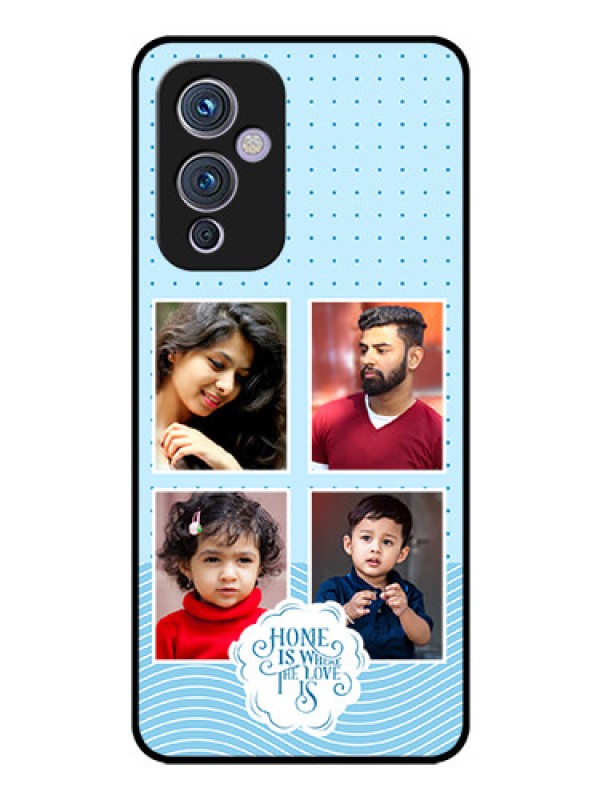 Custom OnePlus 9 5G Custom Glass Phone Case - Cute love quote with 4 pic upload Design