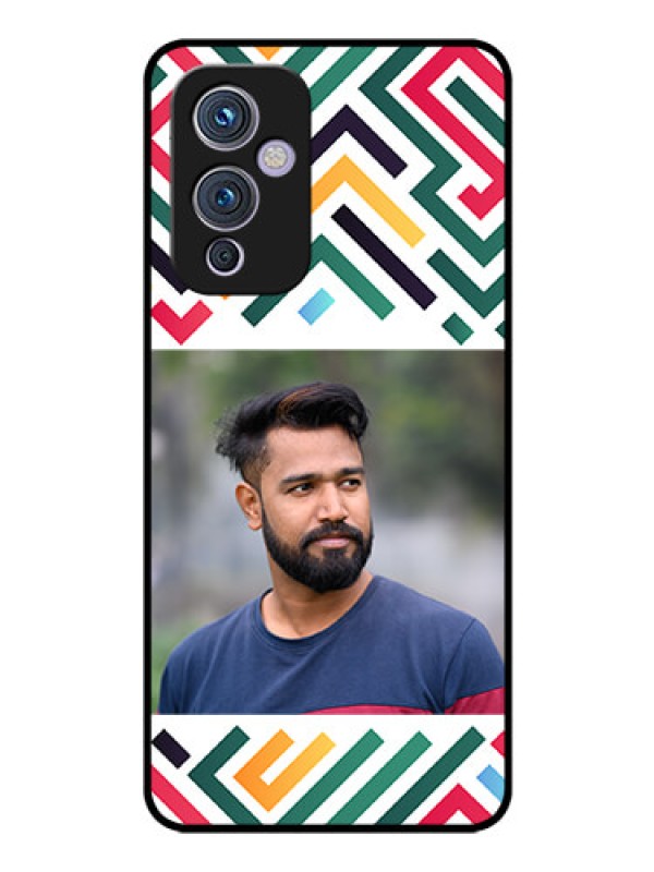 Custom OnePlus 9 5G Personalized Glass Phone Case - Colorful Maze Pattern Design
