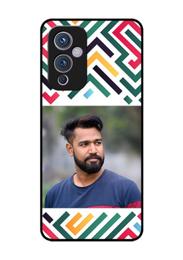OnePlus 9 5G Personalized Glass Phone Case - Colorful Maze Pattern Design