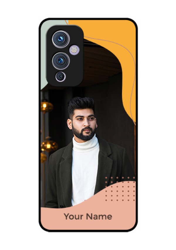 OnePlus 9 5G Personalized Glass Phone Case - Tri-coloured overlay design