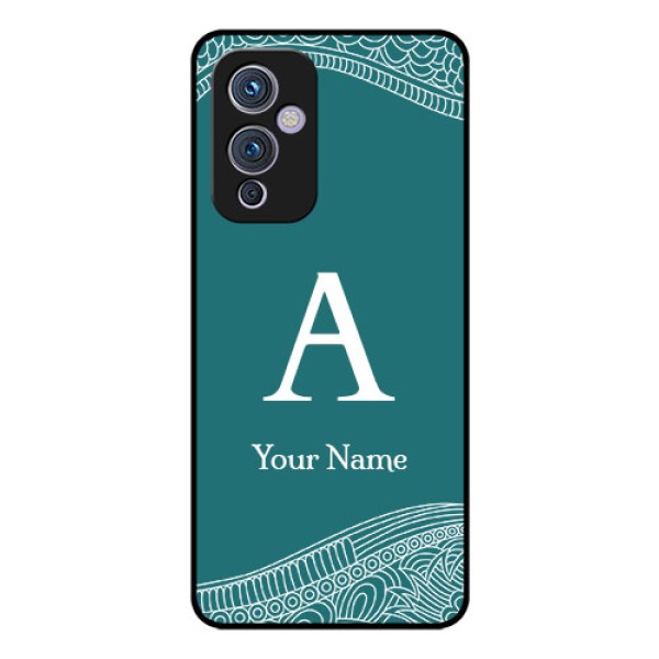 OnePlus 9 5G Personalized Glass Phone Case - line art pattern with custom name Design OnePlus 9 5G Personalized Glass Phone Case - line art pattern with custom name Design