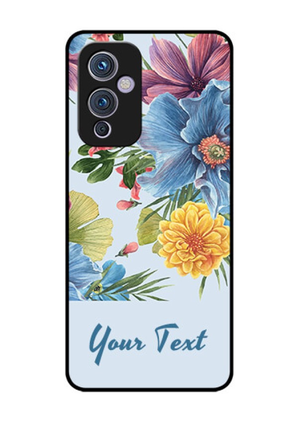 OnePlus 9 5G Custom Glass Mobile Case - Stunning Watercolored Flowers Painting Design