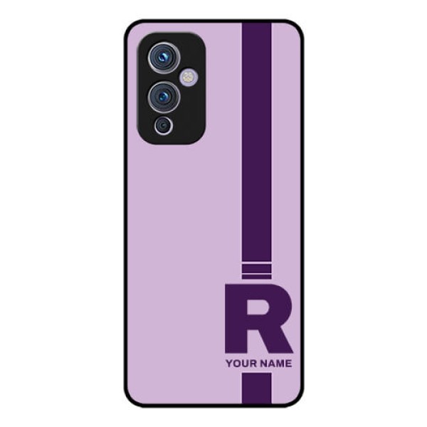 OnePlus 9 5G Photo Printing on Glass Case - Simple dual tone stripe with name Design OnePlus 9 5G Photo Printing on Glass Case - Simple dual tone stripe with name Design