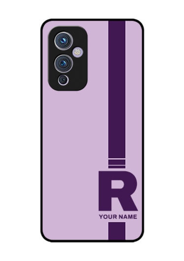 OnePlus 9 5G Photo Printing on Glass Case - Simple dual tone stripe with name Design