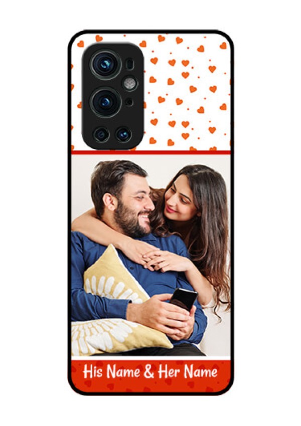 Oneplus 9 Pro 5G Custom Glass Phone Case - Orange Love Symbol Design