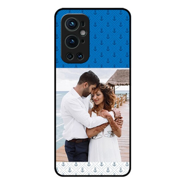 Oneplus 9 Pro 5G Photo Printing on Glass Case - Blue Anchors Design