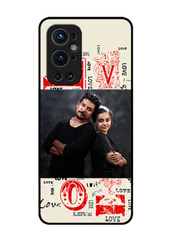 Oneplus 9 Pro 5G Photo Printing on Glass Case - Trendy Love Design Case