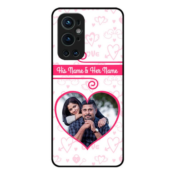 Oneplus 9 Pro 5G Personalized Glass Phone Case - Heart Shape Love Design