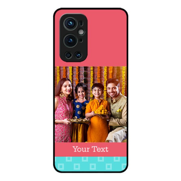 Oneplus 9 Pro 5G Personalized Glass Phone Case - Peach & Blue Color Design Oneplus 9 Pro 5G Personalized Glass Phone Case - Peach & Blue Color Design