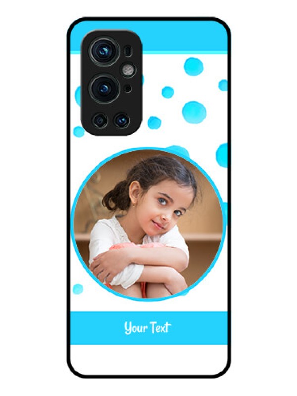 Custom Oneplus 9 Pro 5G Photo Printing on Glass Case - Blue Bubbles Pattern Design