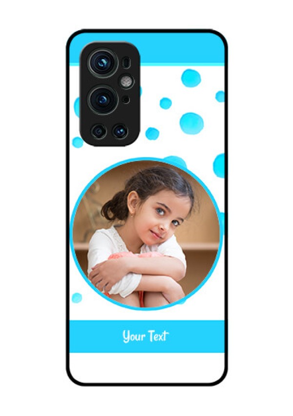 Oneplus 9 Pro 5G Photo Printing on Glass Case - Blue Bubbles Pattern Design
