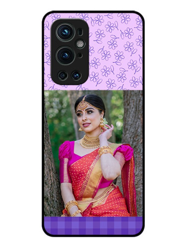 Custom Oneplus 9 Pro 5G Custom Glass Phone Case - Purple Floral Design