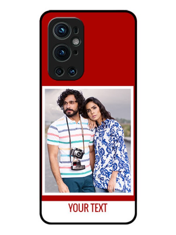 Custom Oneplus 9 Pro 5G Personalized Glass Phone Case - Simple Red Color Design