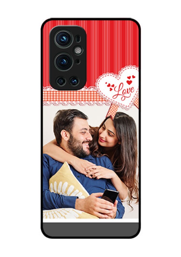 Oneplus 9 Pro 5G Custom Glass Mobile Case - Red Love Pattern Design
