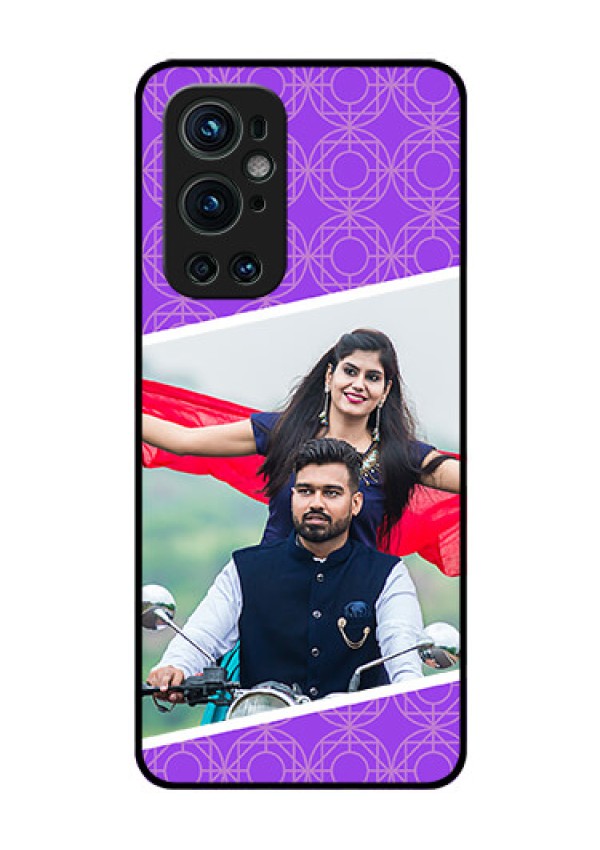 Oneplus 9 Pro 5G Custom Glass Phone Case - Violet Pattern Design