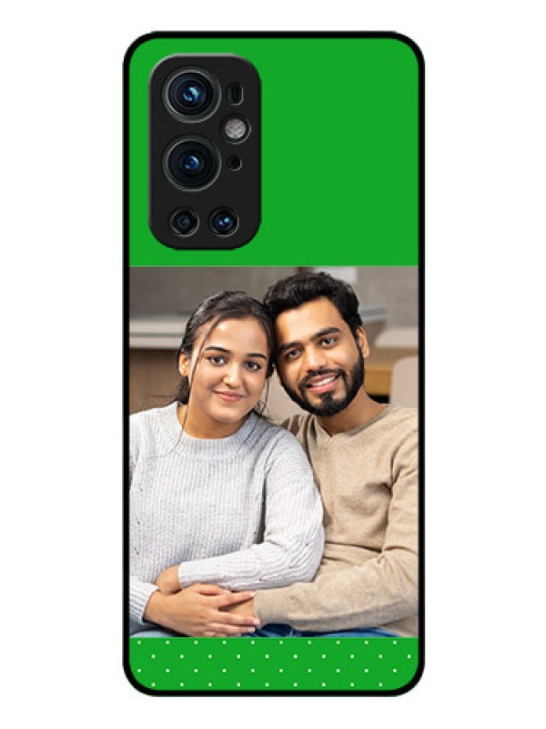Custom Oneplus 9 Pro 5G Personalized Glass Phone Case - Green Pattern Design