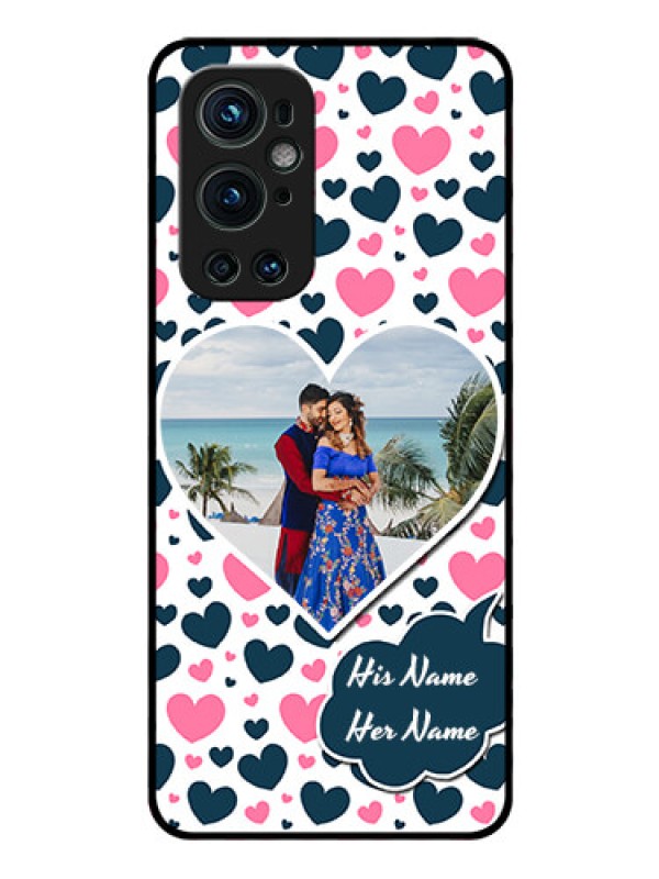 Custom Oneplus 9 Pro 5G Custom Glass Phone Case - Pink & Blue Heart Design