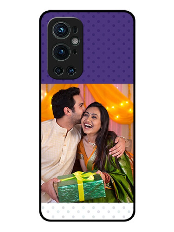 Custom Oneplus 9 Pro 5G Personalized Glass Phone Case - Violet Pattern Design