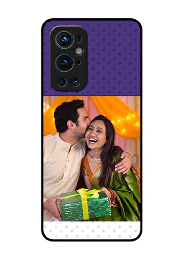 Oneplus 9 Pro 5G Personalized Glass Phone Case - Violet Pattern Design