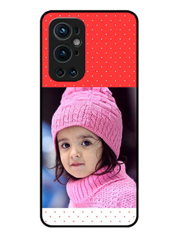 Custom Oneplus 9 Pro 5G Photo Printing on Glass Case - Red Pattern Design